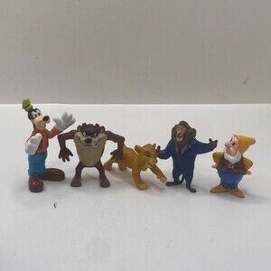 Disney Action Figures Goofy Tasmanian Devil Simba Lion Dwarf - Lot of 5